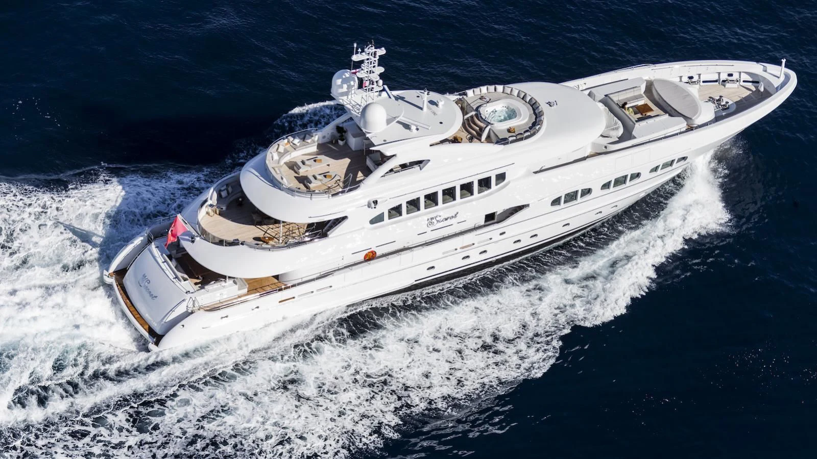 a high angle view of a ship aboard MY SECRET Yacht for Sale