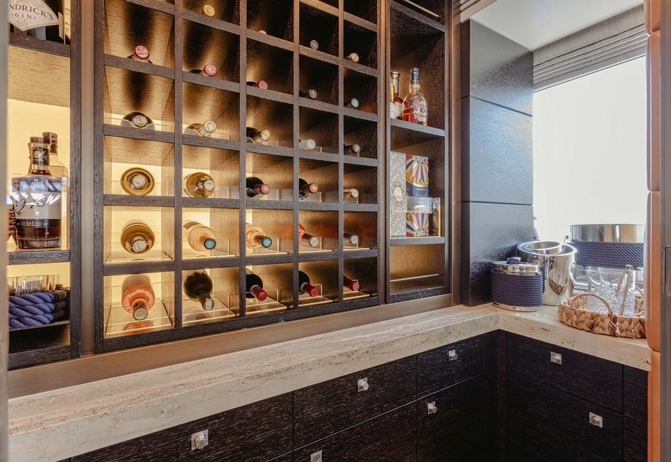 a shelf with food on it aboard MY SECRET Yacht for Sale