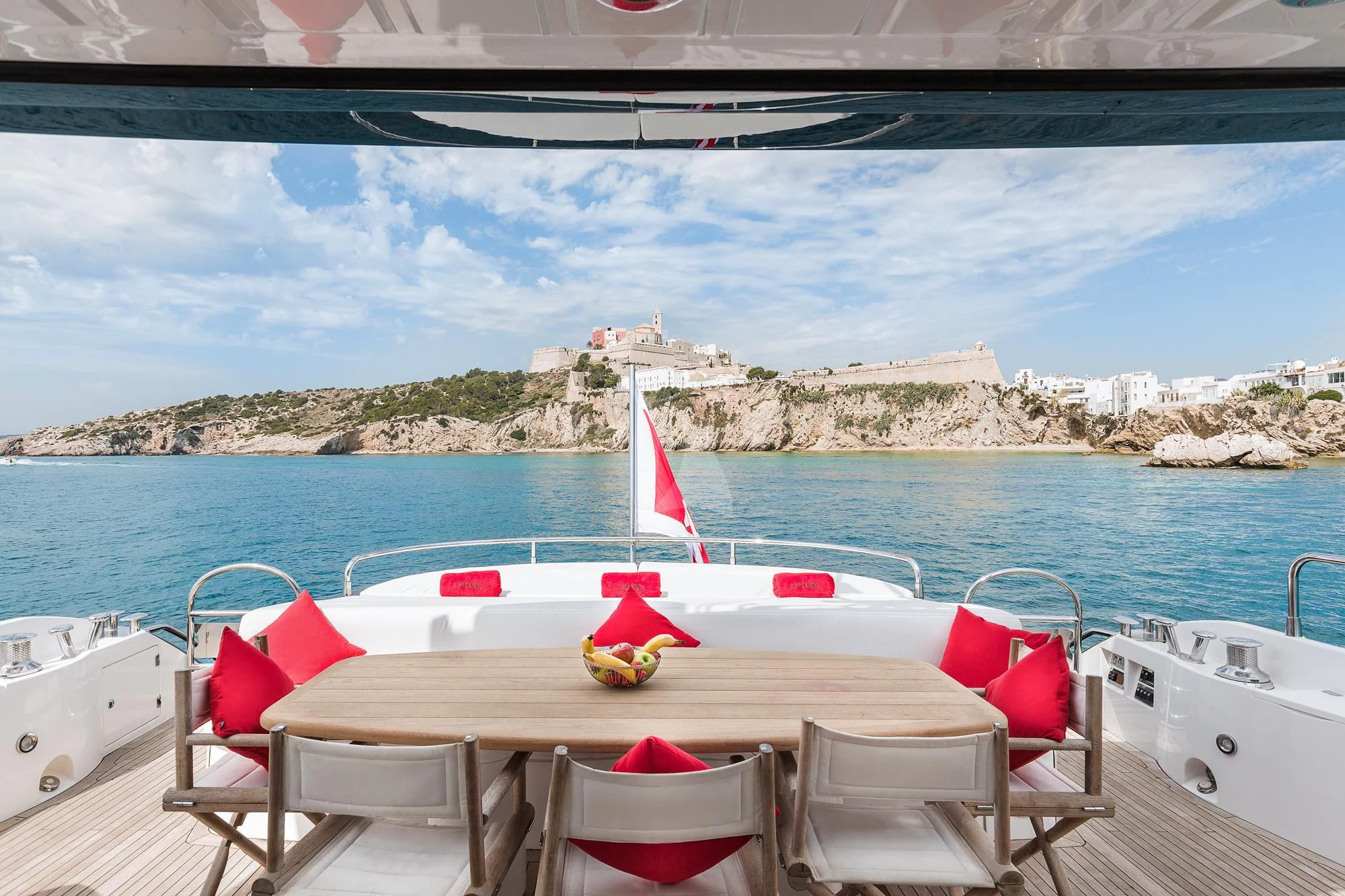 a table on a boat aboard PALUMBA Yacht for Sale