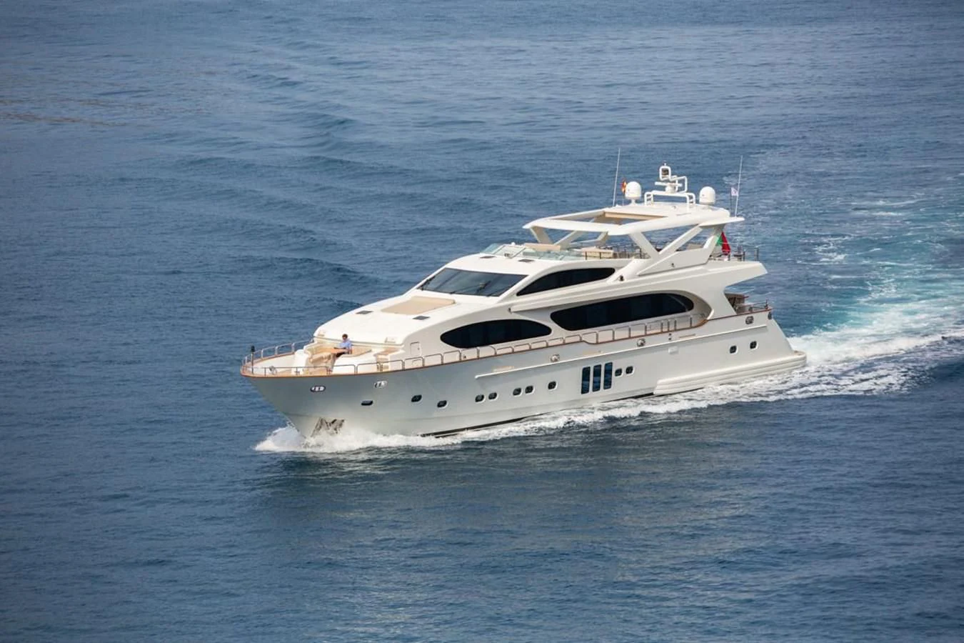 a white yacht on the water aboard GOOD VIBES Yacht for Sale