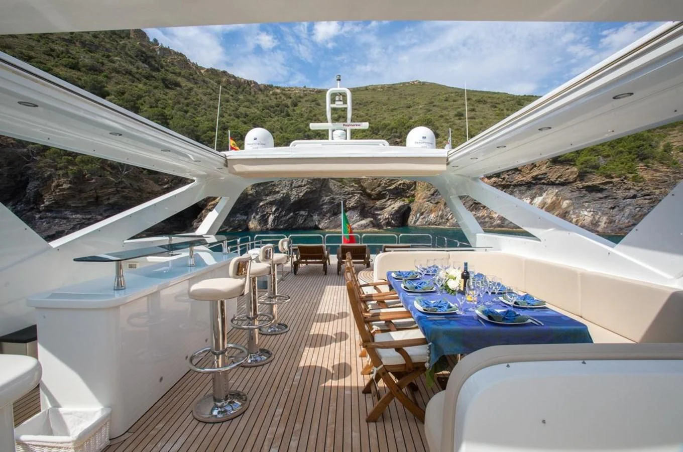a pool with a deck and a pool aboard GOOD VIBES Yacht for Sale
