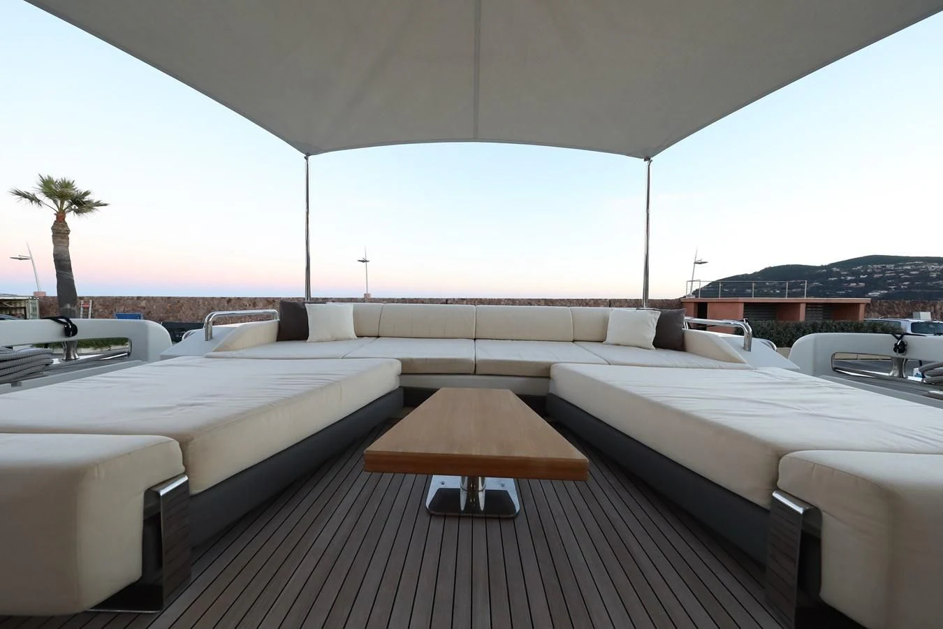 a room with a couple of beds aboard PATRONESS Yacht for Sale