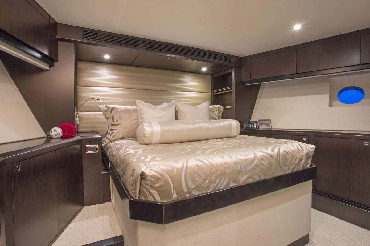 a bed in a room aboard LADY CARMEN Yacht for Sale