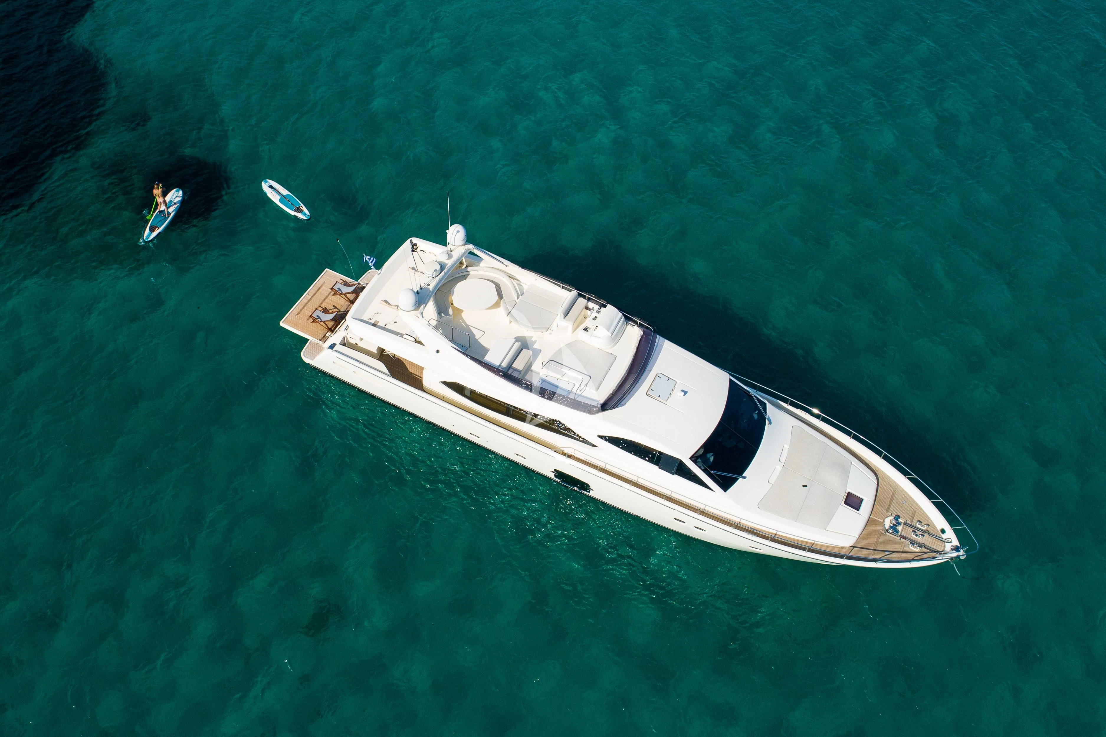a high angle view of a boat aboard NINETEEN Yacht for Charter