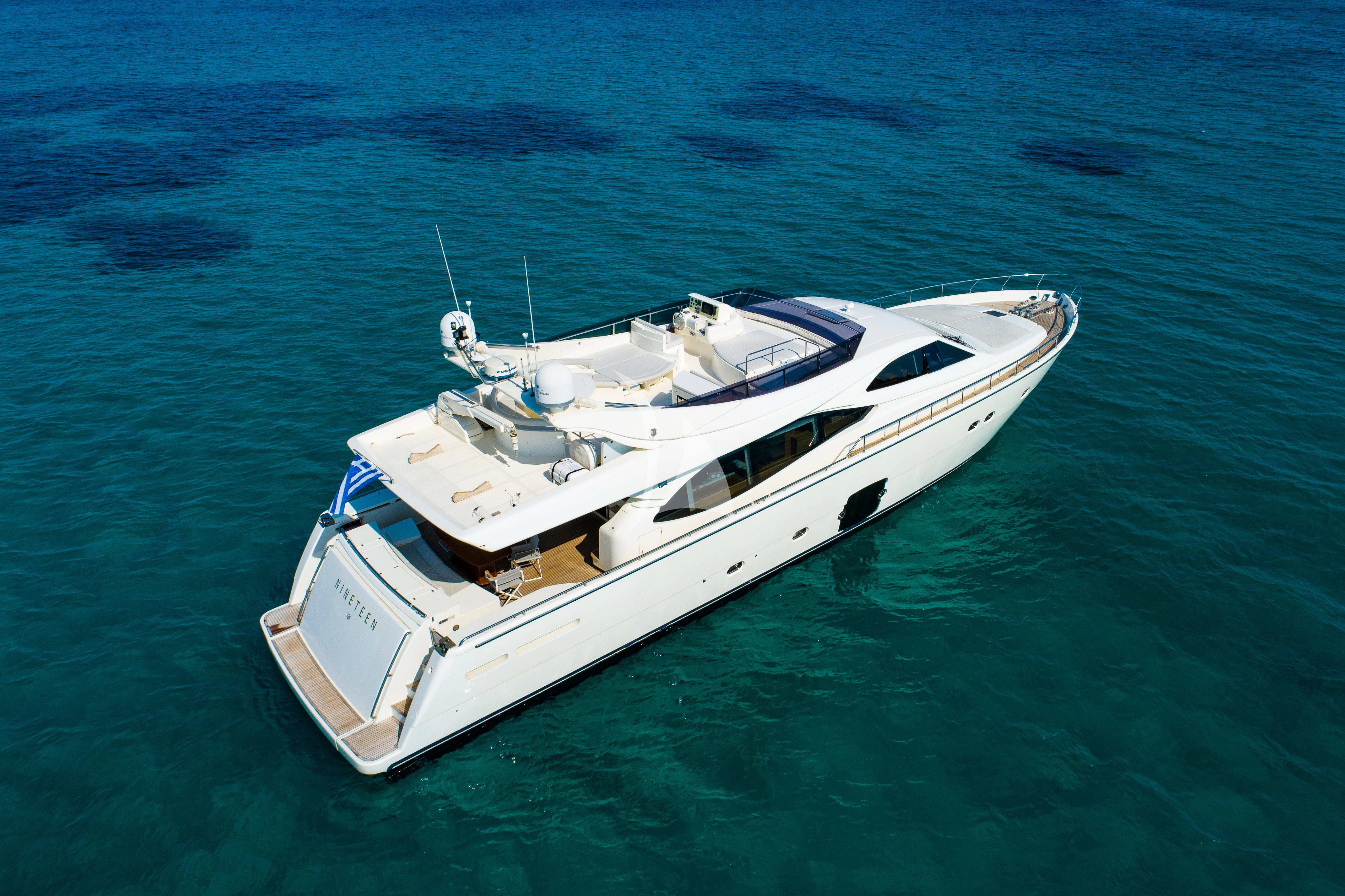 a boat in the water aboard NINETEEN Yacht for Charter