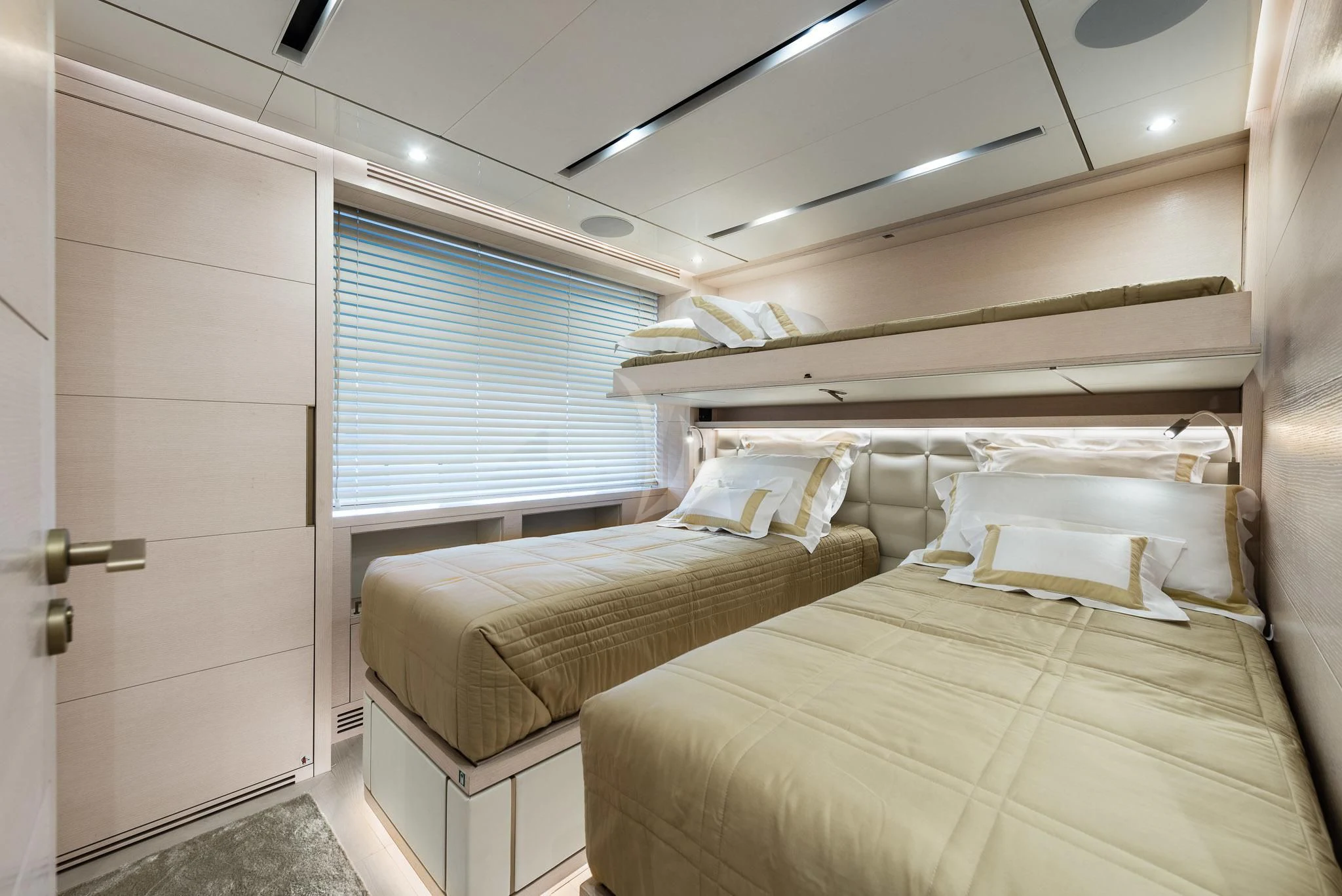 a room with a bed and a window aboard KIMOJO Yacht for Sale