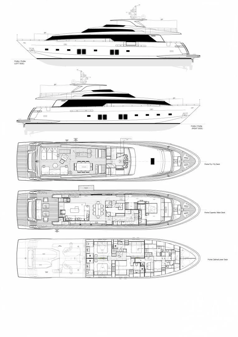 diagram, engineering drawing aboard HONEY POT Yacht for Sale