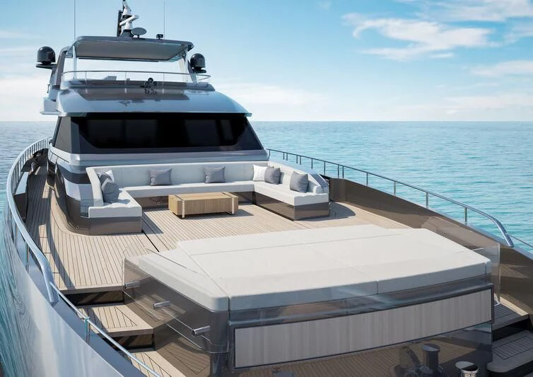 a boat on a deck aboard NIRVANA II Yacht for Sale