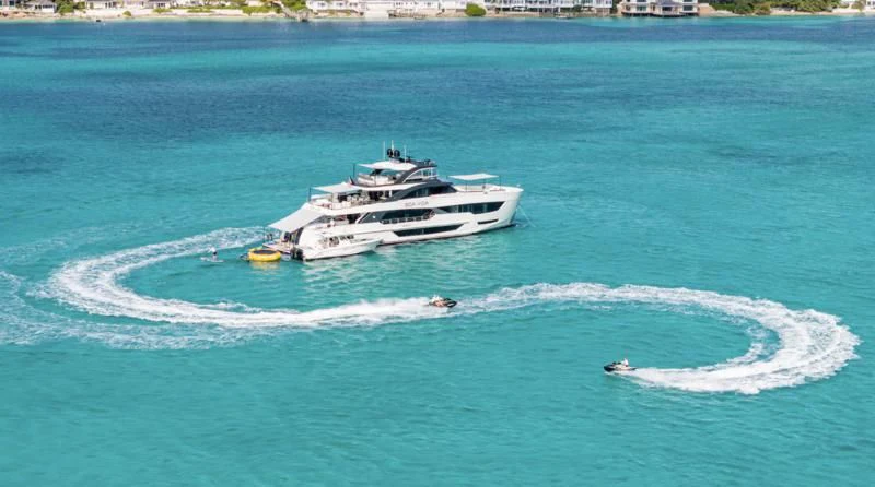 a boat on the water aboard NIRVANA II Yacht for Sale