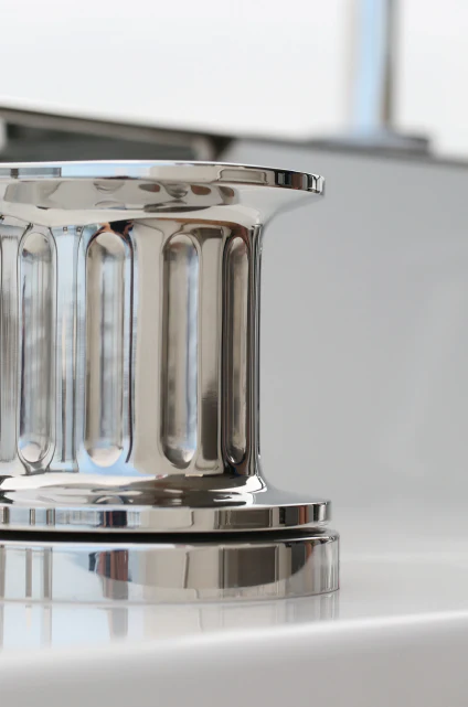 a silver coffee maker aboard NIRVANA II Yacht for Sale