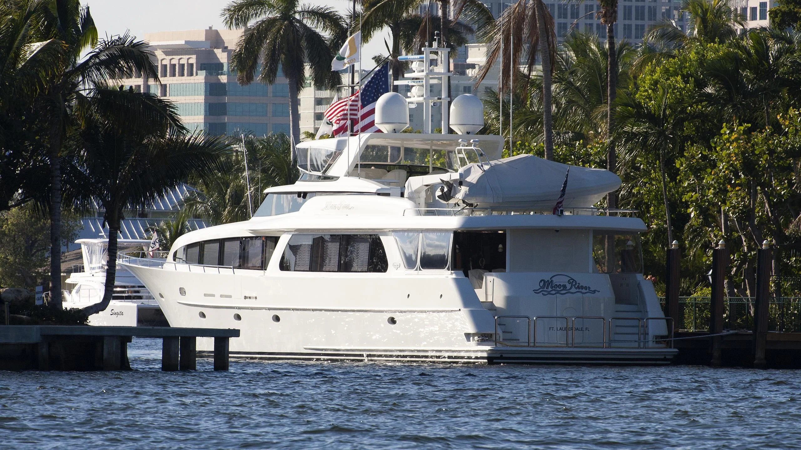 a couple of boats in a harbor aboard PICOSA LADY Yacht for Sale