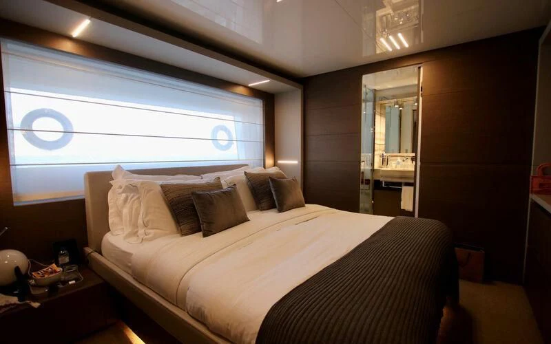 a bed in a room aboard WILLPOWER Yacht for Sale