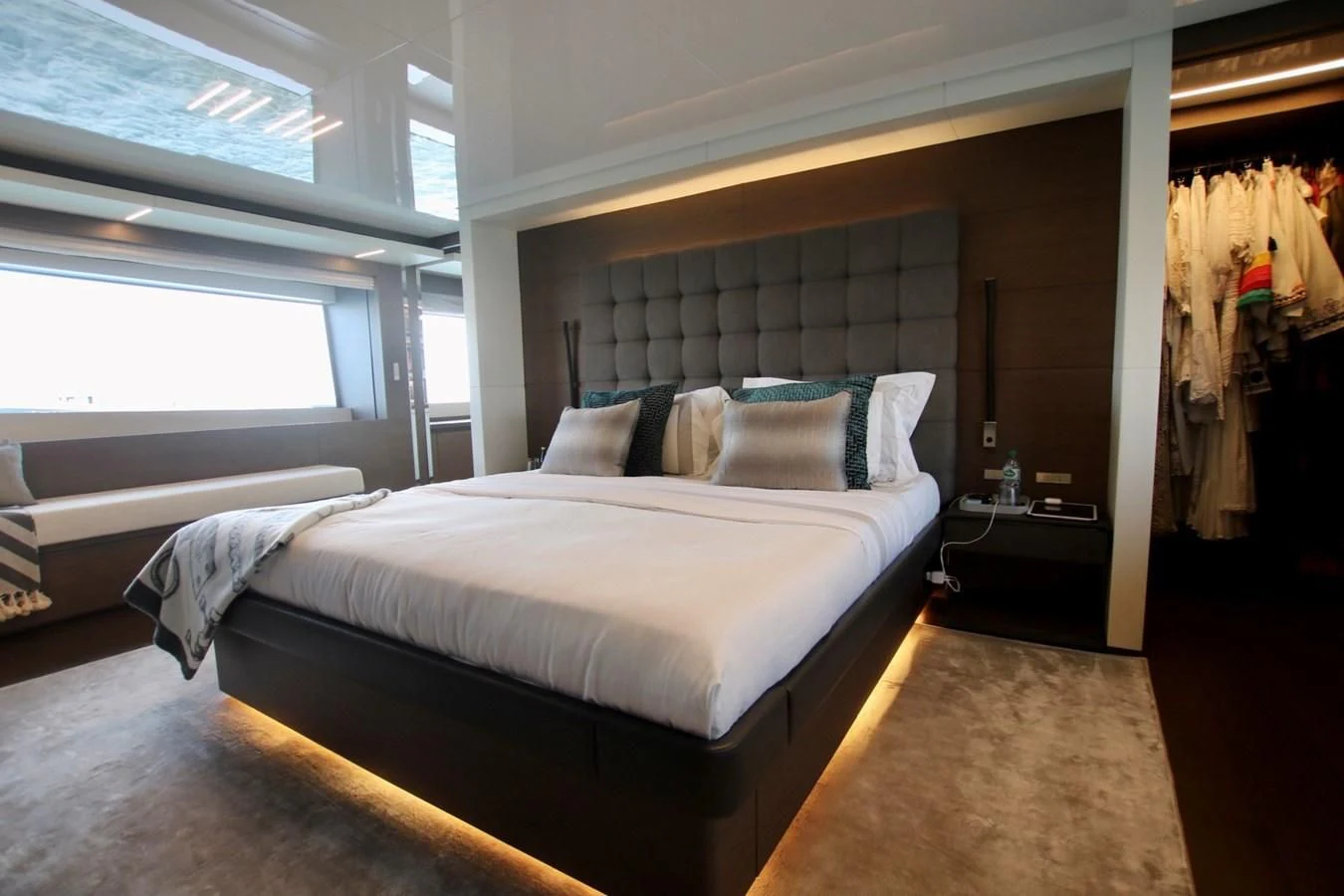 a room with two beds aboard WILLPOWER Yacht for Sale