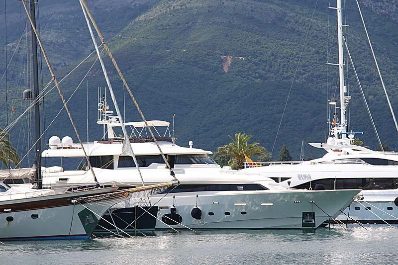 several boats in the water aboard MANTA Yacht for Sale