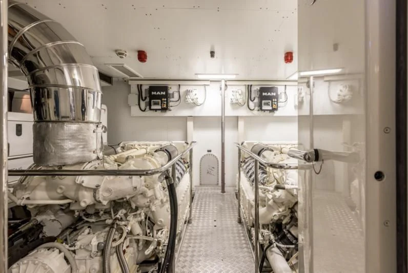 a room with machinery aboard MANTA Yacht for Sale