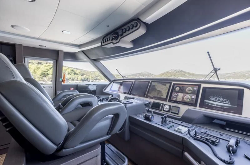 inside of a car aboard MANTA Yacht for Sale