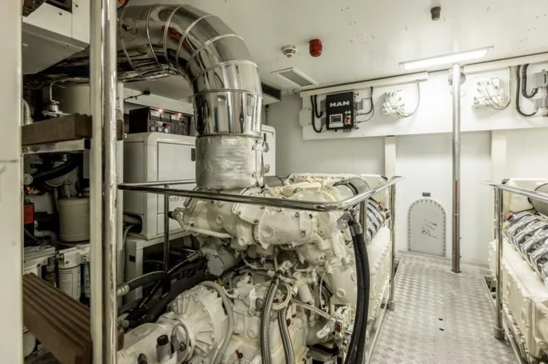 a room with machinery aboard MANTA Yacht for Sale