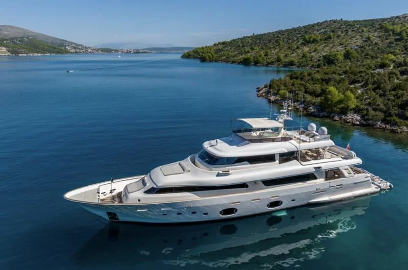 a boat in the water aboard MANTA Yacht for Sale