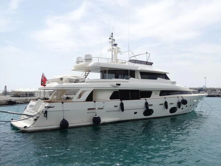a white boat in the water aboard MANTA Yacht for Sale