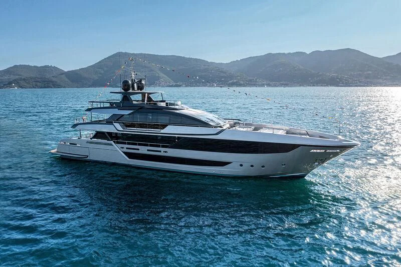 a white yacht on the water aboard JANUS NAVEM Yacht for Sale