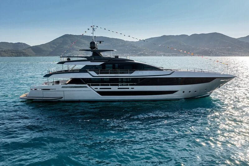 a white yacht in the water aboard JANUS NAVEM Yacht for Sale