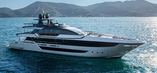 a large white yacht aboard JANUS NAVEM Yacht for Sale
