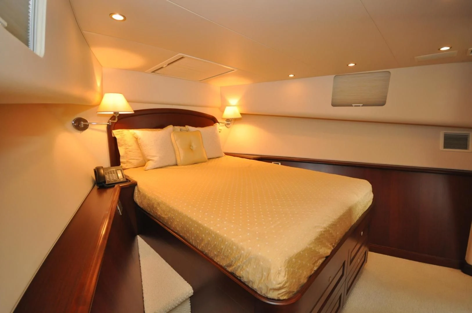 a hotel room with a bed aboard LUCK A LEE IV Yacht for Sale