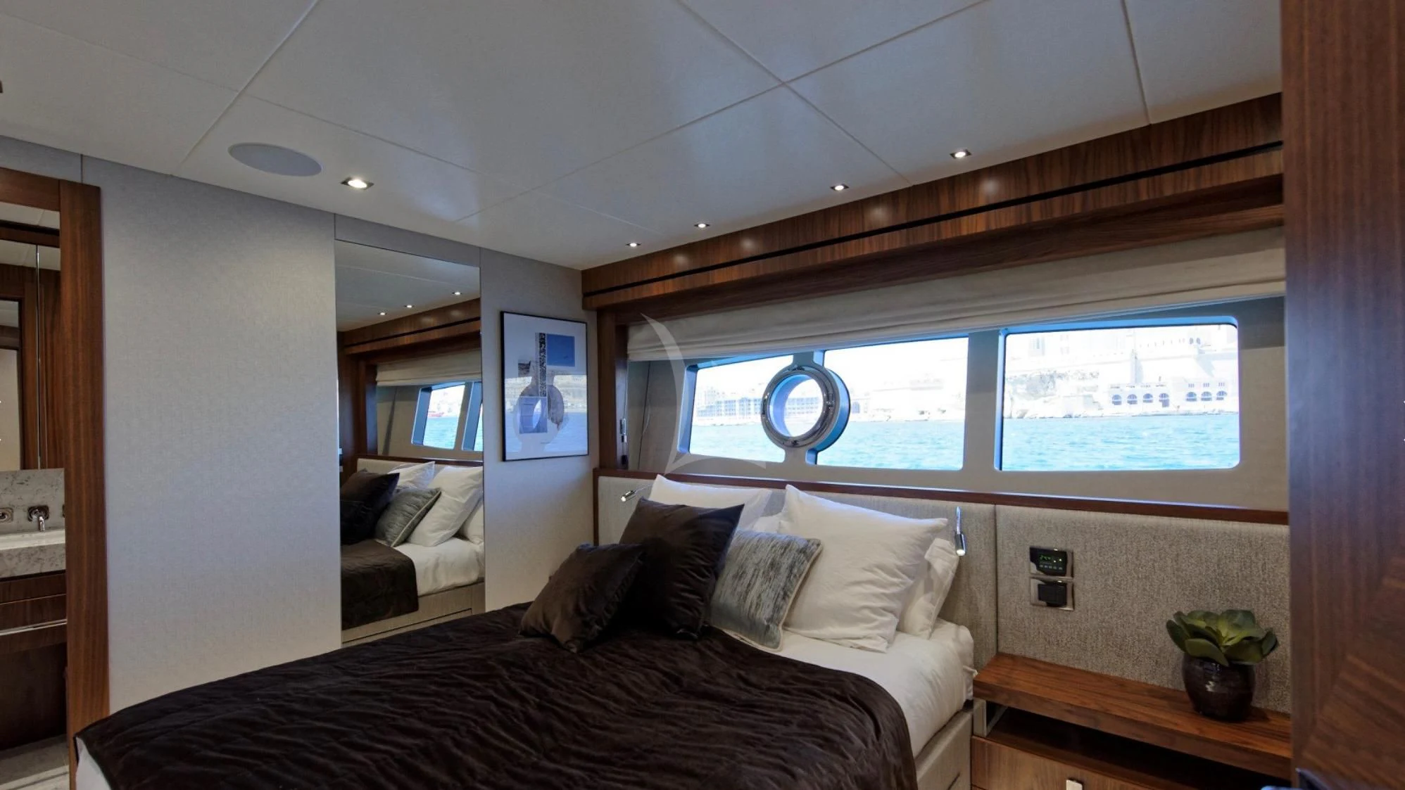 a bed in a room aboard TAKE OFF Yacht for Sale