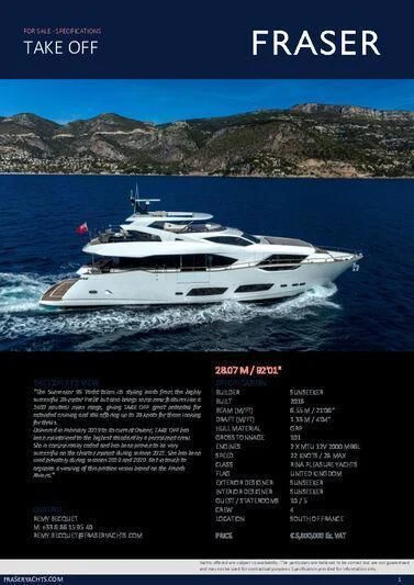 a boat on water aboard TAKE OFF Yacht for Sale