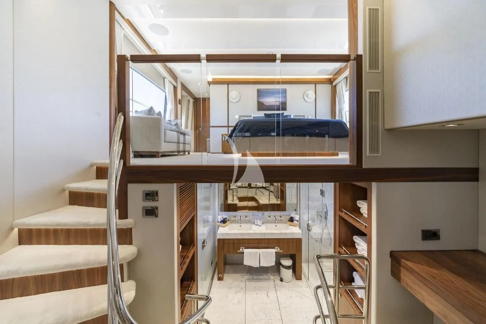 a room with bunk beds aboard TAKE OFF Yacht for Sale