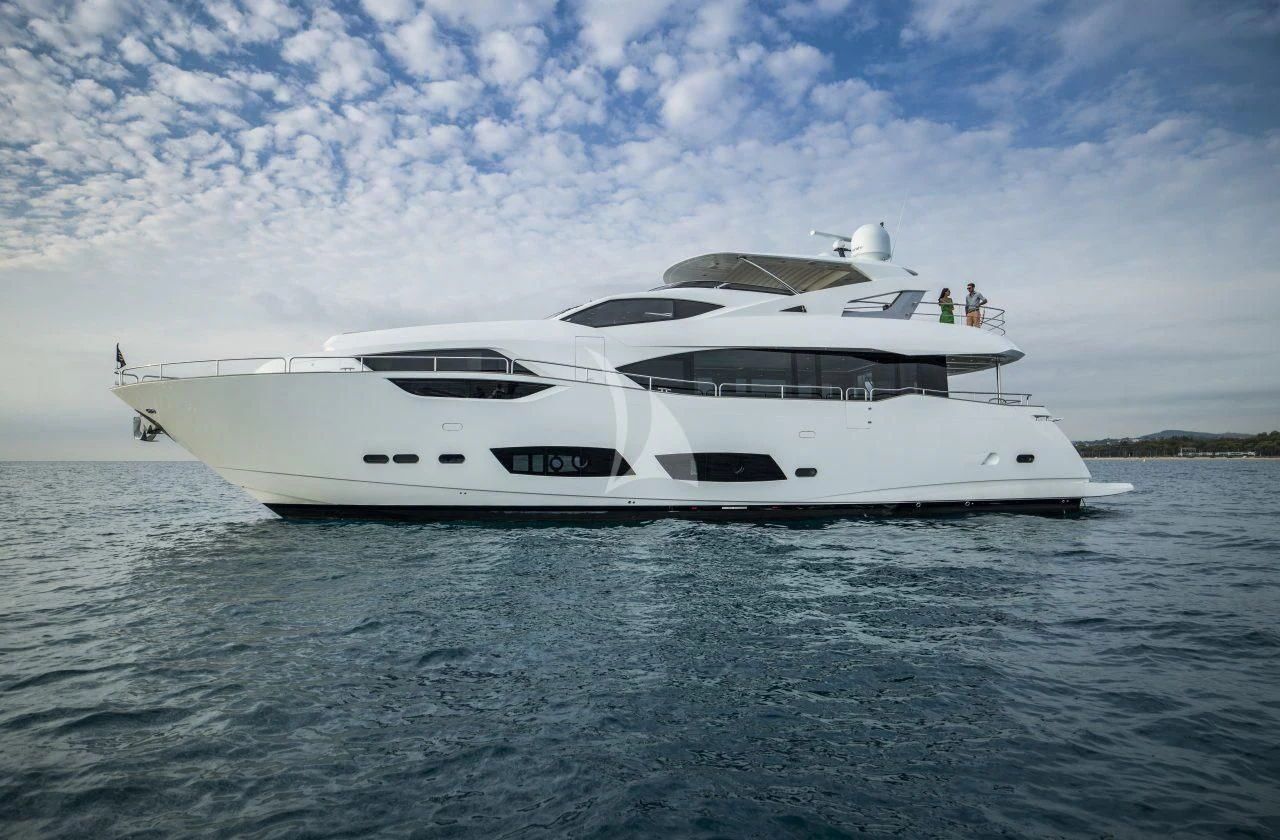 a white yacht on the water aboard TAKE OFF Yacht for Sale