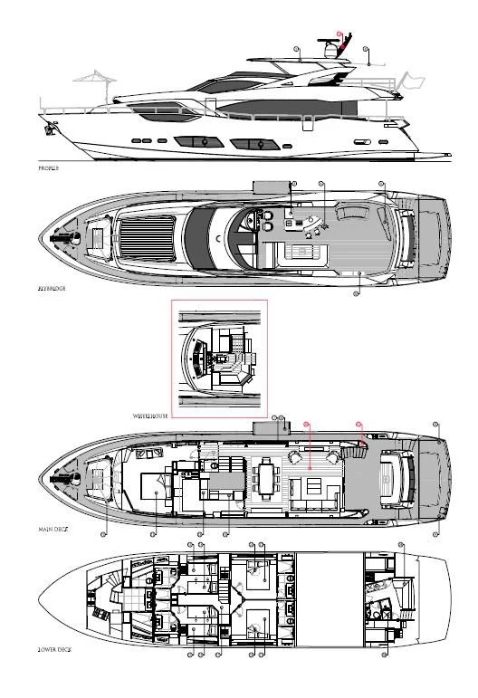 diagram, engineering drawing aboard TAKE OFF Yacht for Sale