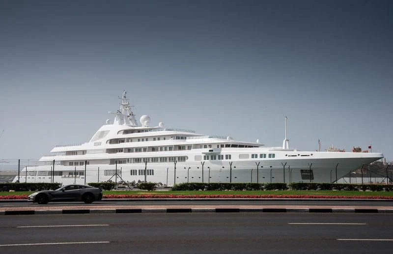 a car parked in front of a cruise ship aboard SCENIC ECLIPSE Yacht for Sale