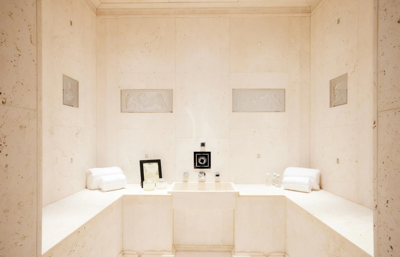 a bathroom with a sink and a mirror aboard SILVER ANGEL Yacht for Charter
