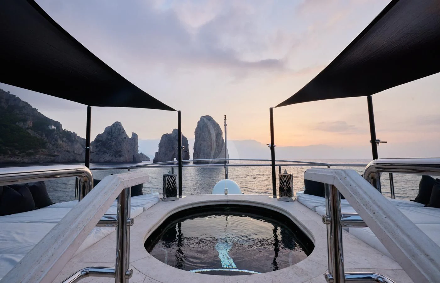 a boat on the water aboard SILVER ANGEL Yacht for Charter