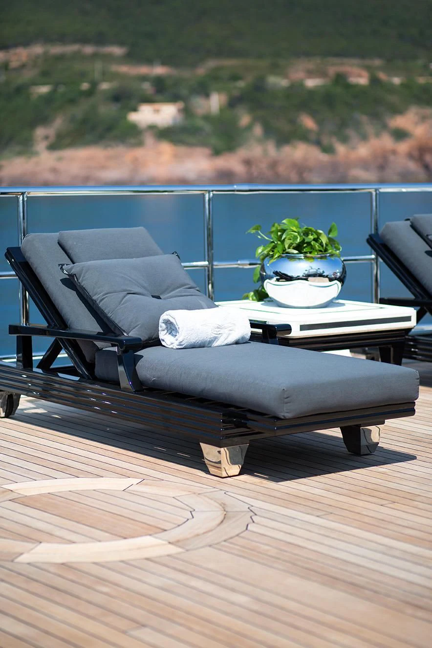 a couch with a plant on top of it aboard SILVER ANGEL Yacht for Charter