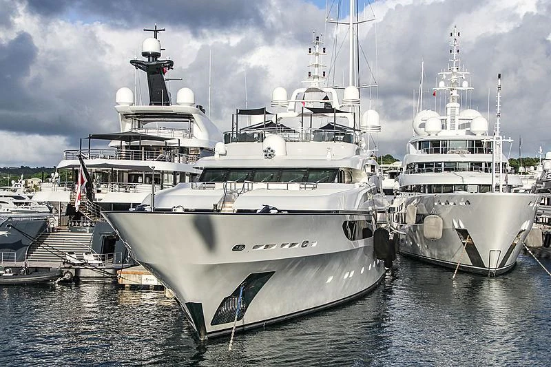 a group of boats in the water aboard SILVER ANGEL Yacht for Charter