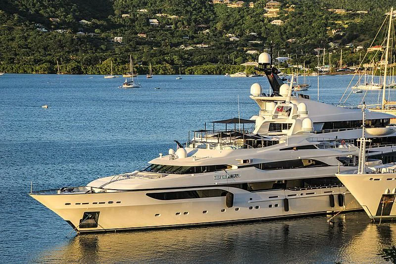 a large white boat in the water aboard SILVER ANGEL Yacht for Charter