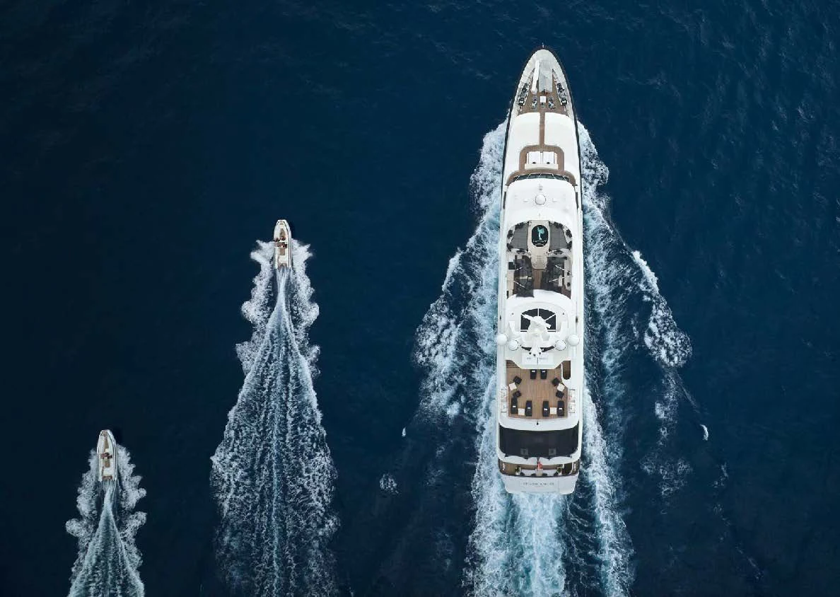 a space shuttle in the water aboard SILVER ANGEL Yacht for Charter