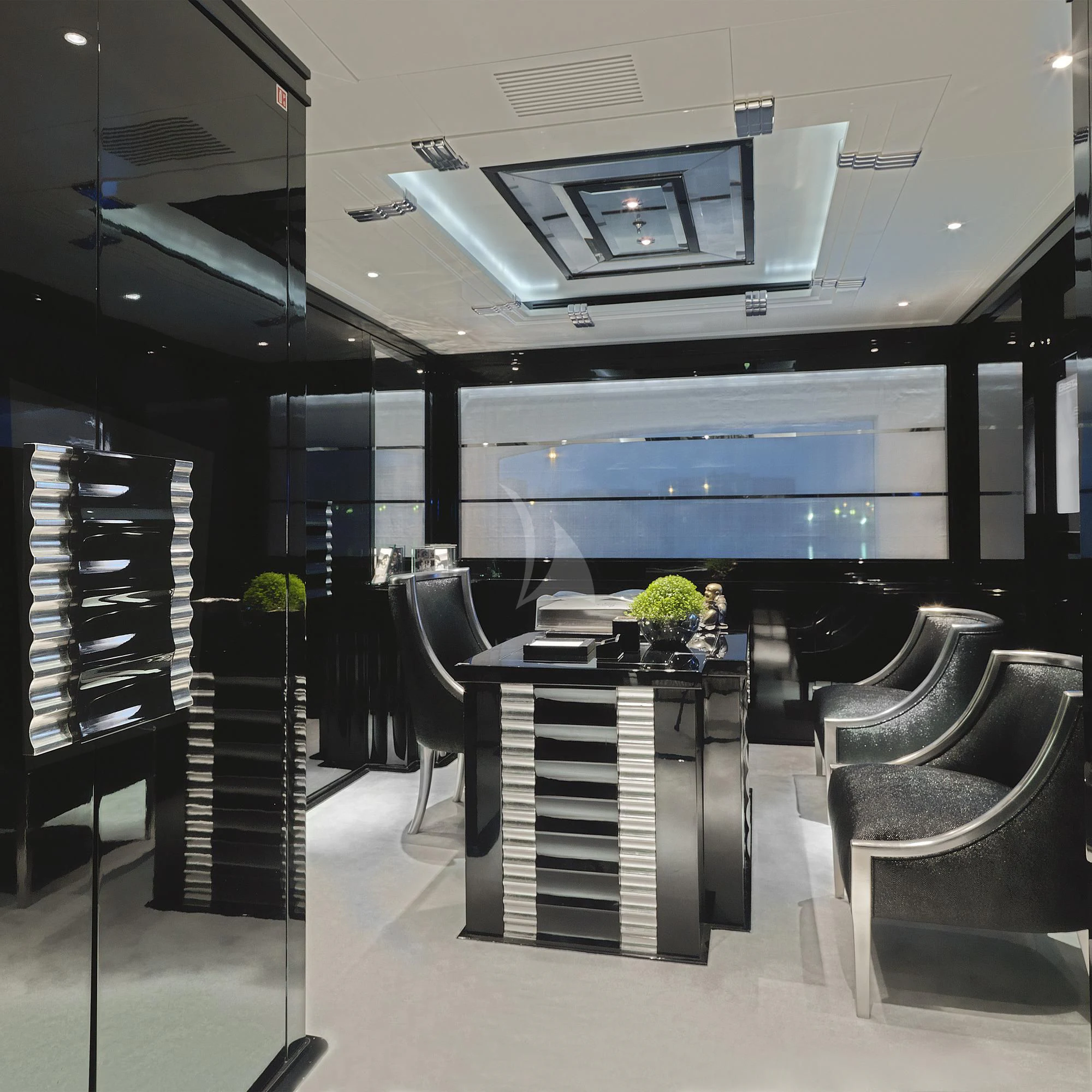 a room with a table and chairs aboard SILVER ANGEL Yacht for Charter