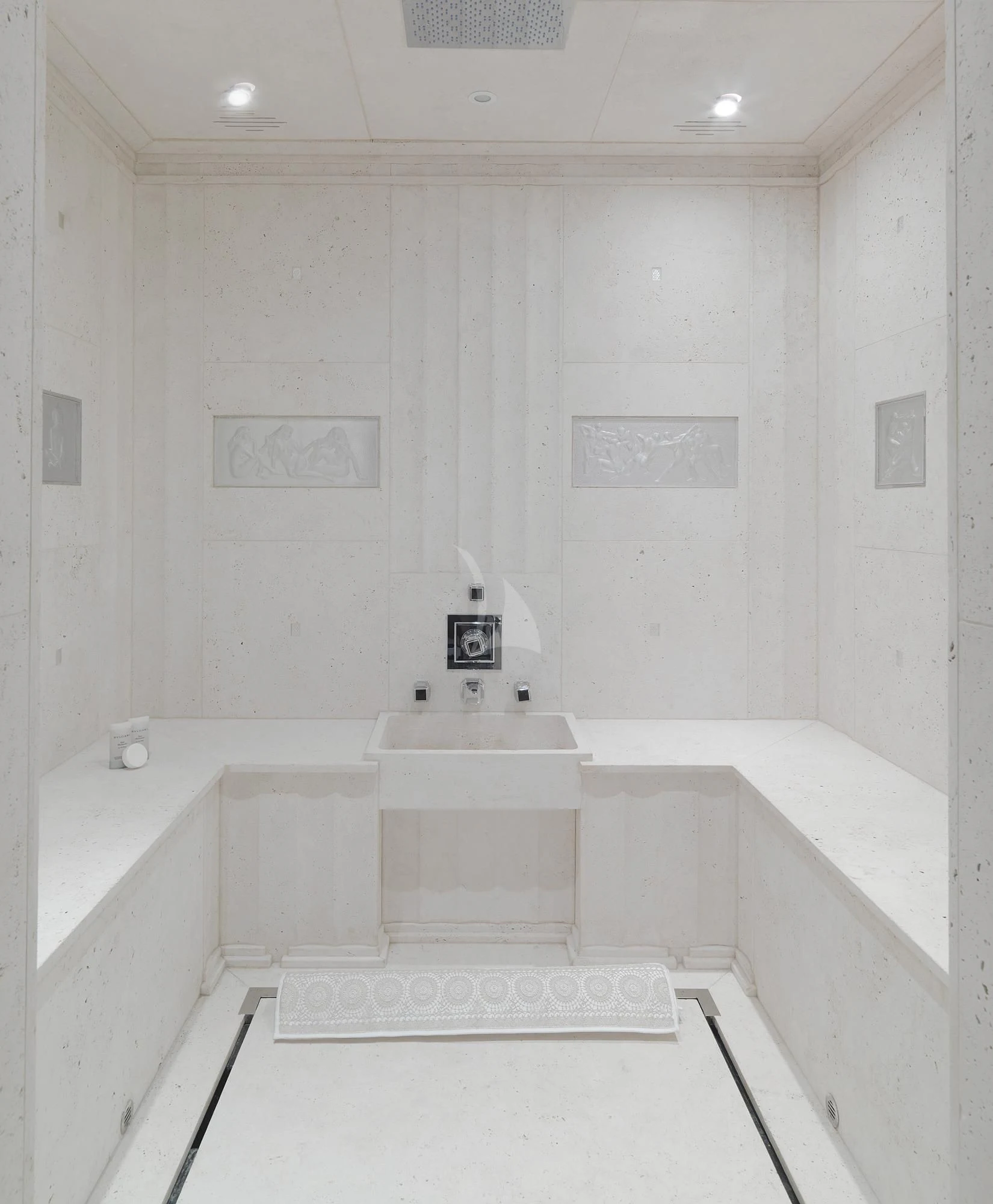 a bathroom with a tub aboard SILVER ANGEL Yacht for Charter