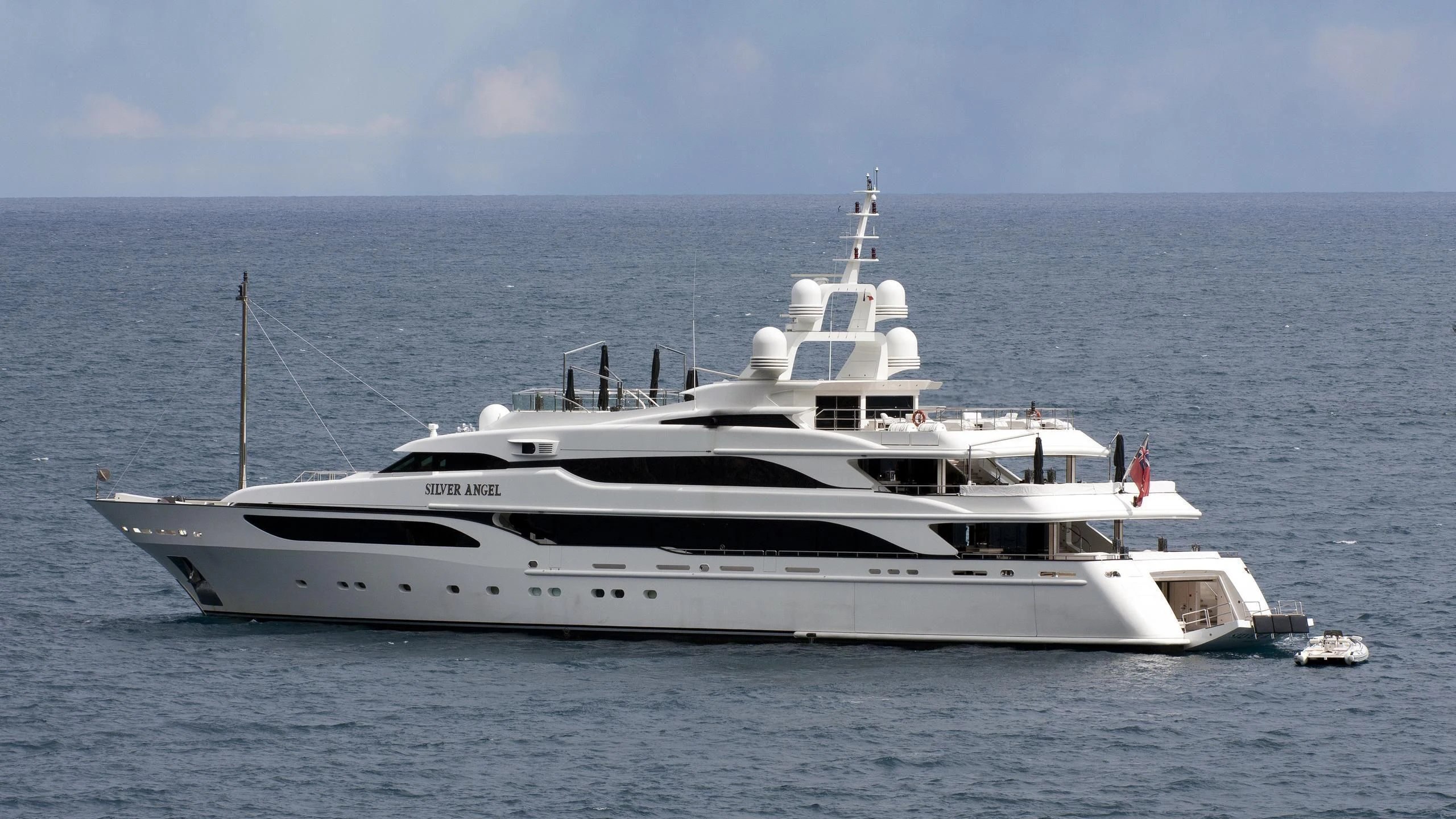 a white yacht in the water aboard SILVER ANGEL Yacht for Charter