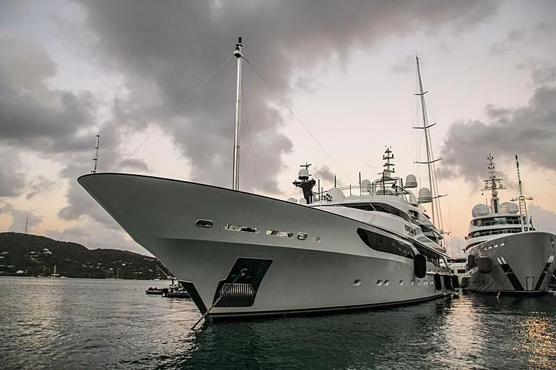 a large white boat in the water aboard SILVER ANGEL Yacht for Charter