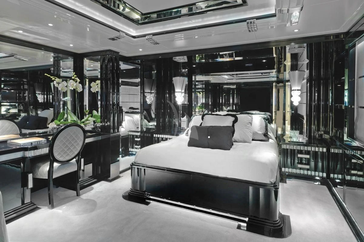 a bed in a room aboard SILVER ANGEL Yacht for Charter