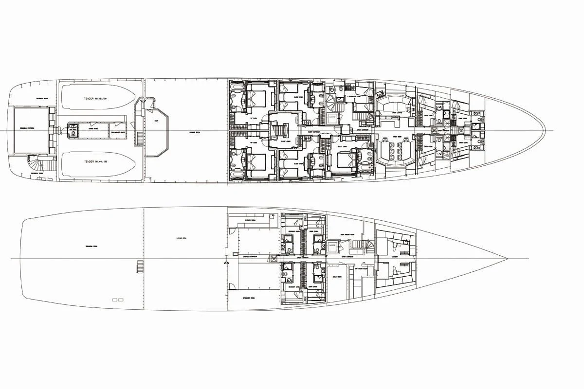 diagram, engineering drawing aboard SILVER ANGEL Yacht for Charter