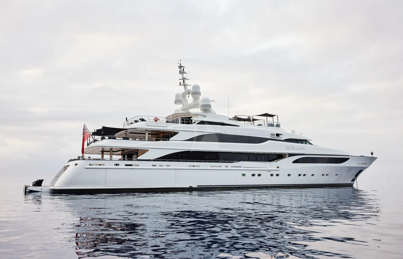 a white yacht in the water aboard SILVER ANGEL Yacht for Charter