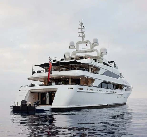 a large white boat in the water aboard SILVER ANGEL Yacht for Charter