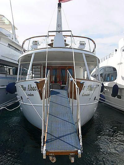 a boat in the water aboard BLUE ALBACOR Yacht for Sale