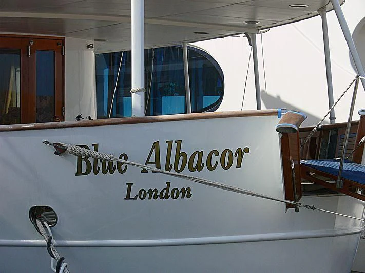 text aboard BLUE ALBACOR Yacht for Sale