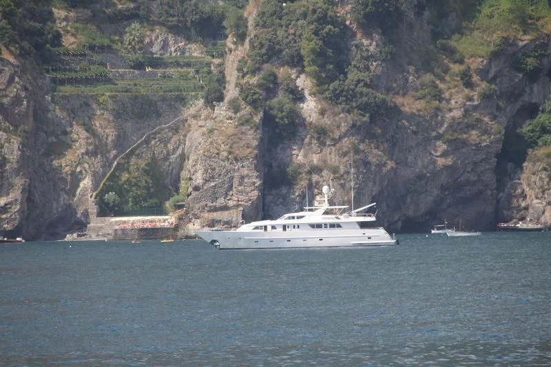 a boat on the water aboard AMNA Yacht for Sale